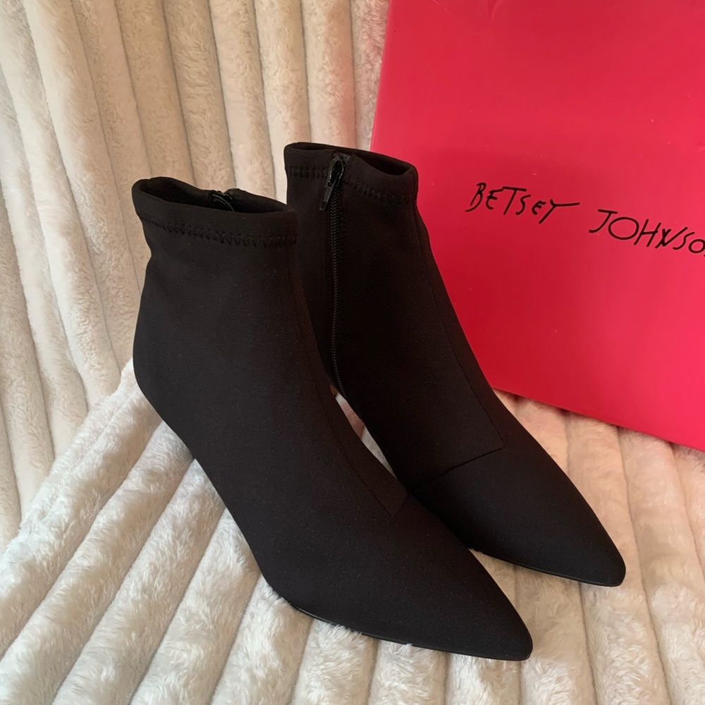 Betsey Johnson Black Fabric Booties